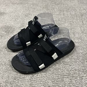 Dr. Doc Martens Nerida Slide Sandals Womens 9 Black White Adjustable Stretch